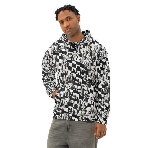Checkmate Noir on a Cotton Hoodie