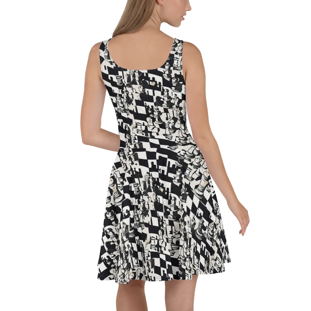 Checkmate Noir on Skater Dress — Back