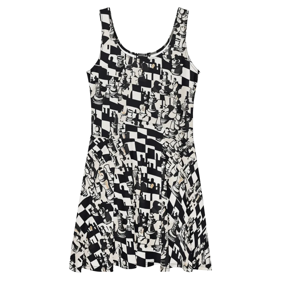 Checkmate Noir on Skater Dress — Front