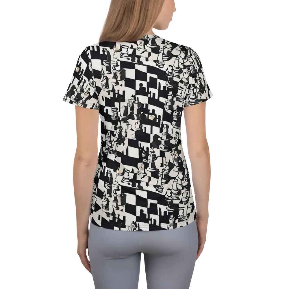 Checkmate Noir on Women's Athletic T-Shirt — Back