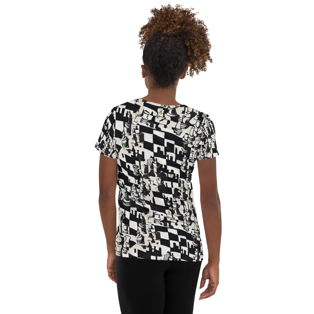 Checkmate Noir on Women's Athletic T-Shirt — Back