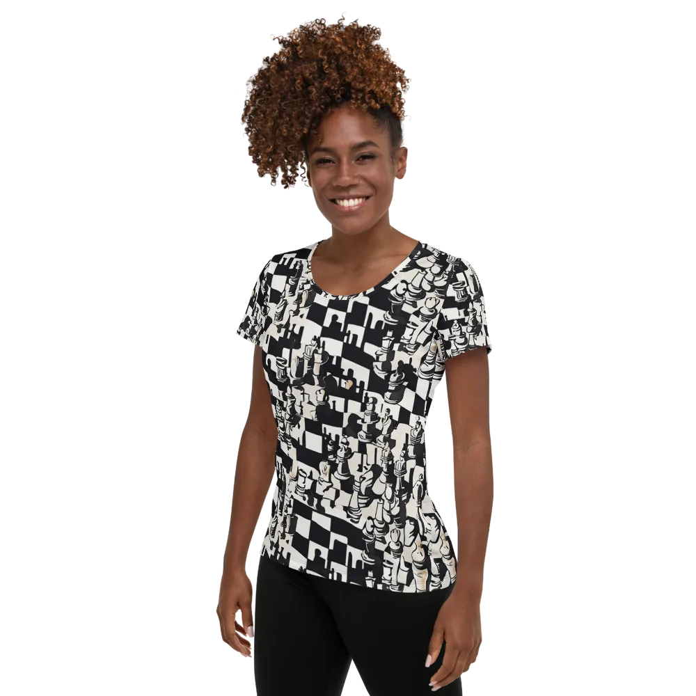 Checkmate Noir on Women's Athletic T-Shirt — Left
