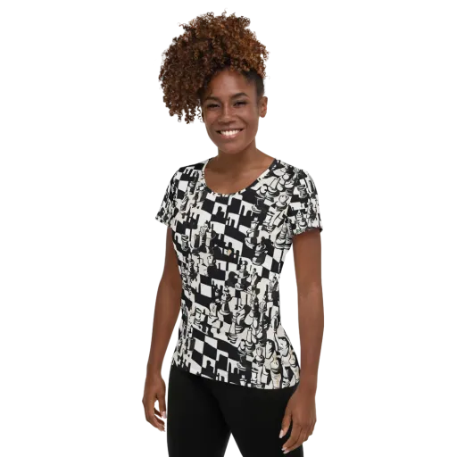 Checkmate Noir on a Women's Athletic T-Shirt