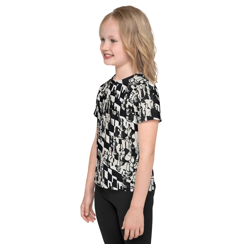 Checkmate Noir on Kids Crew Neck T-Shirt — Left