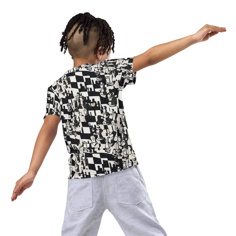 Checkmate Noir on Kids Crew Neck T-Shirt — Back