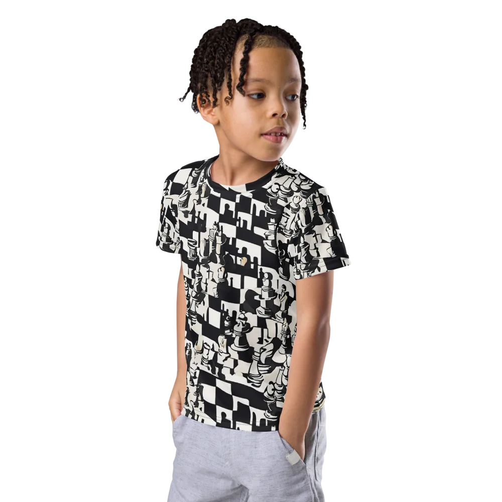 Checkmate Noir on Kids Crew Neck T-Shirt — Left Front