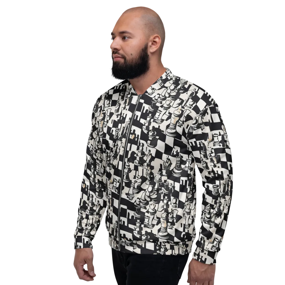 Checkmate Noir on Bomber Jacket — Left