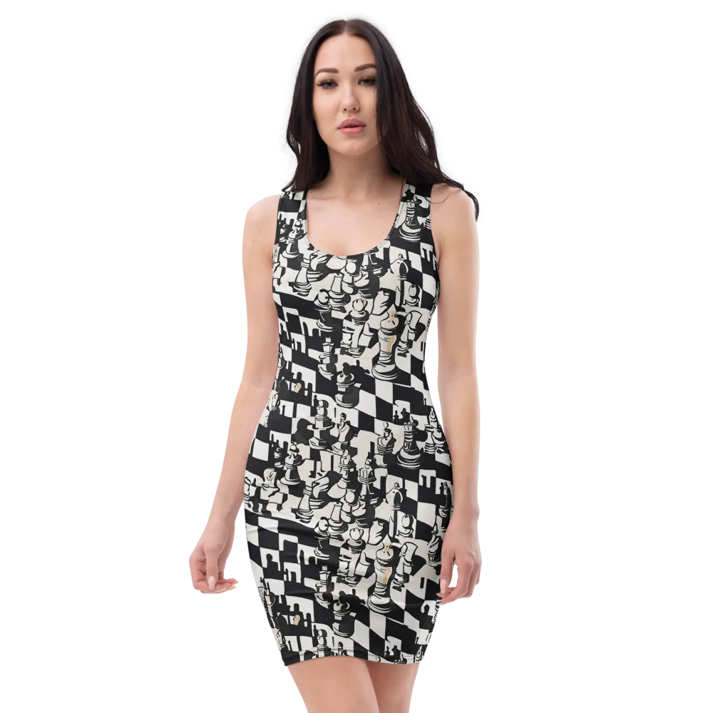 Checkmate Noir on Bodycon Dress — Front