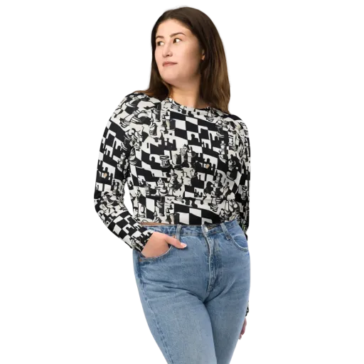 Checkmate Noir on a Long Sleeve Crop Top