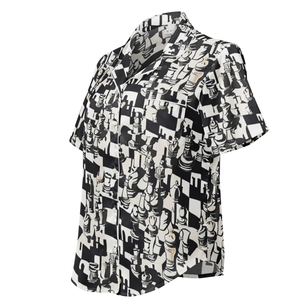 Checkmate Noir on Women's Short Sleeve Pajama Top — Left Front