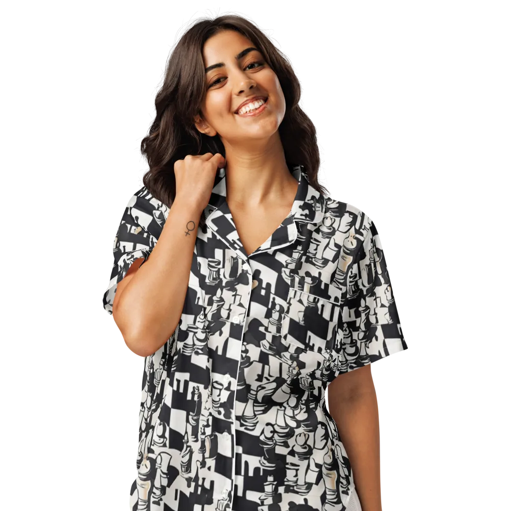 Checkmate Noir on Women's Short Sleeve Pajama Top — Front