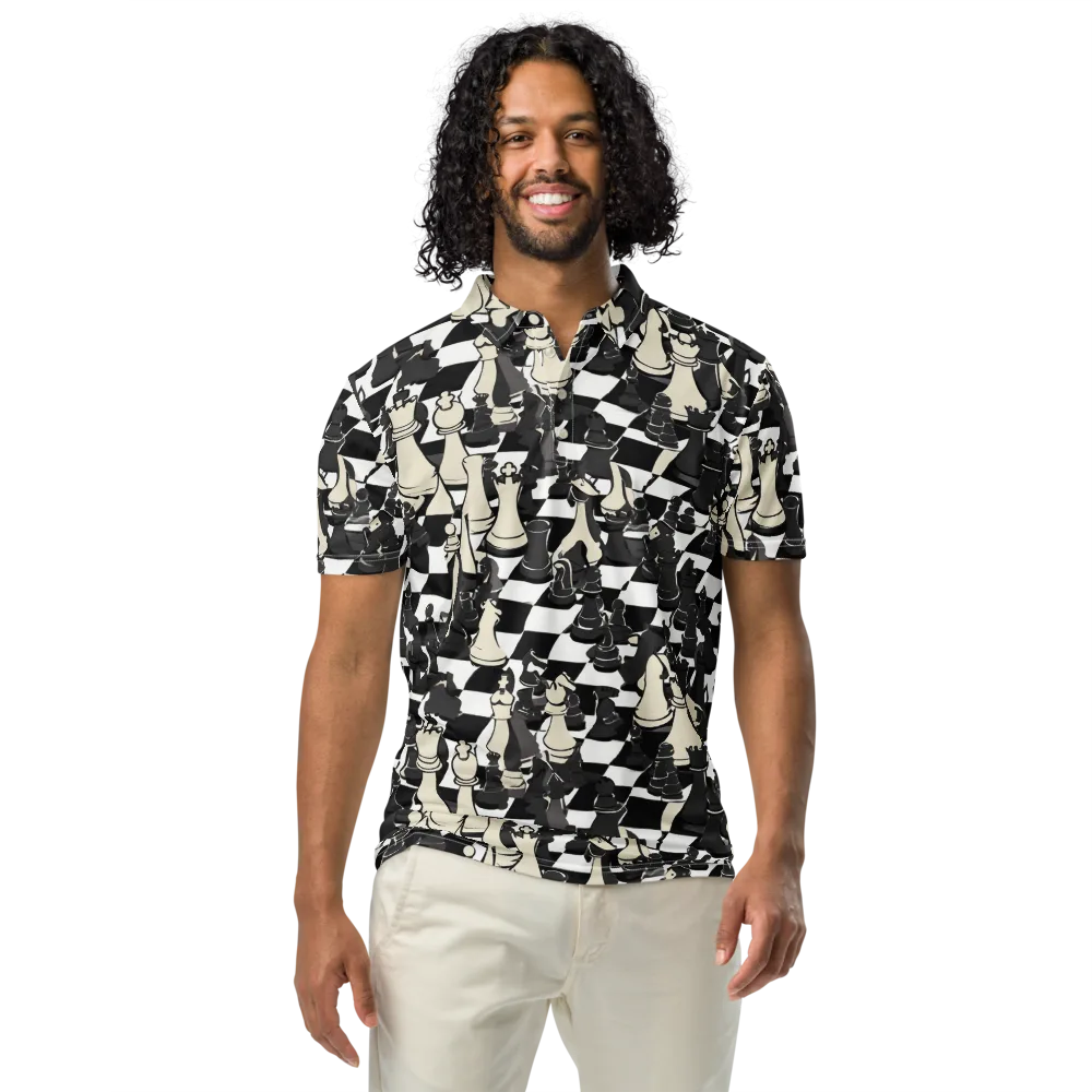 Ivory Gambit on Men's Slim Fit Polo Shirt — Front