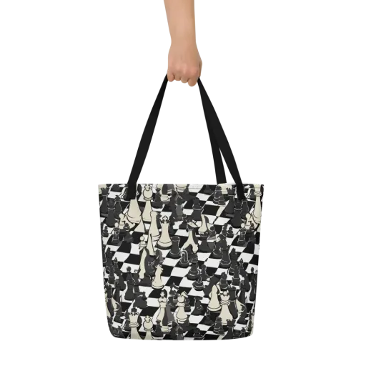 Ivory Gambit on a Large Tote Bag W/ Pocket