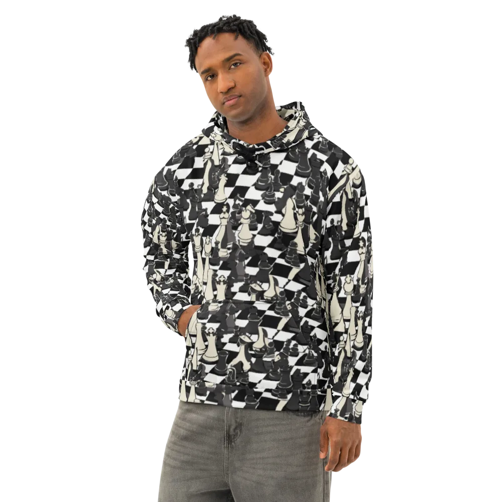 Ivory Gambit on Cotton Hoodie — Left Front