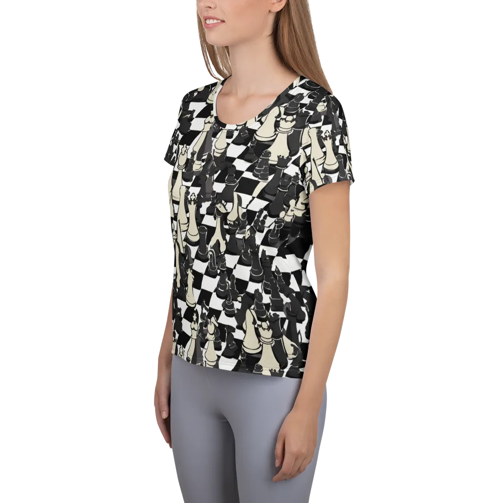 Ivory Gambit on Women's Athletic T-Shirt — Left