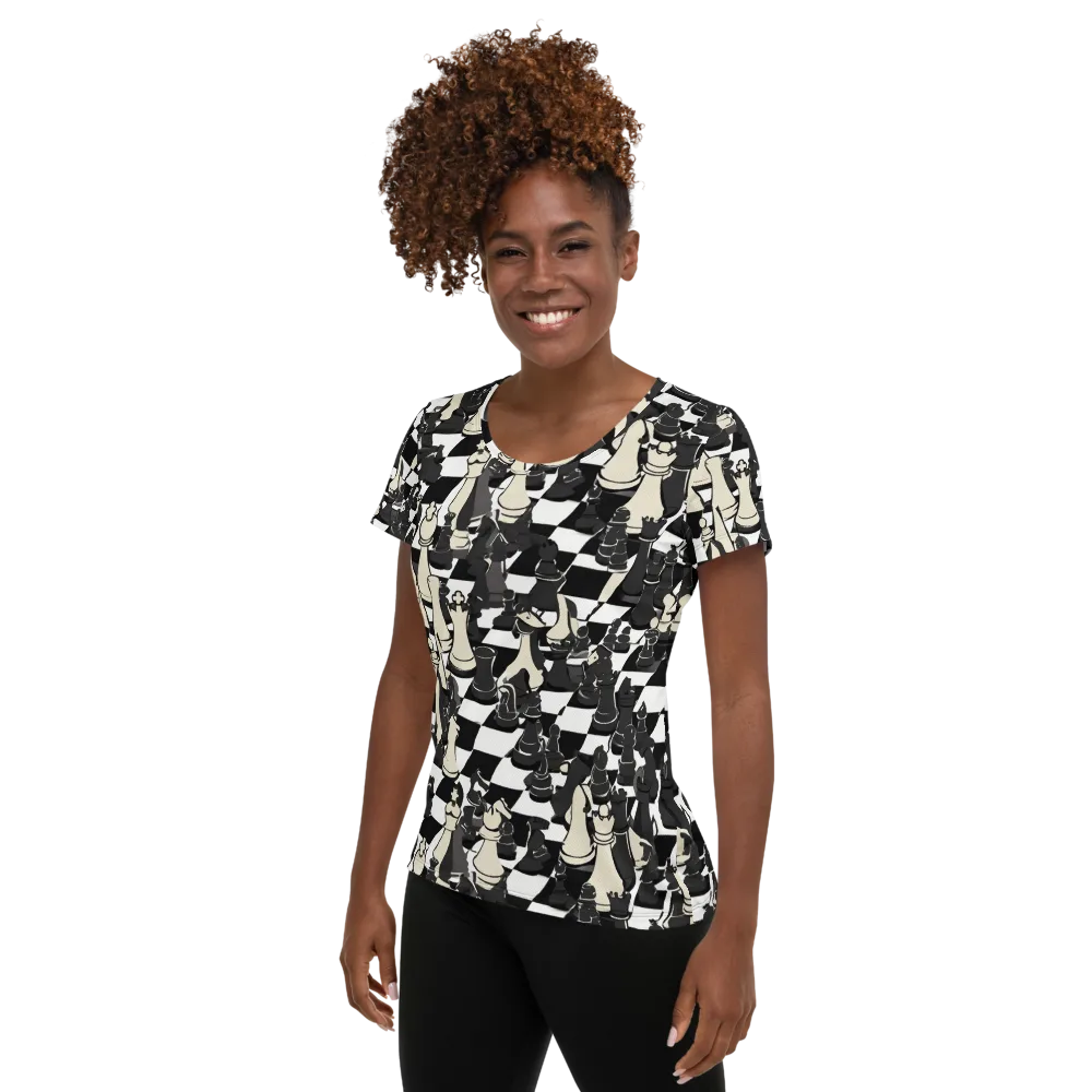 Ivory Gambit on Women's Athletic T-Shirt — Left