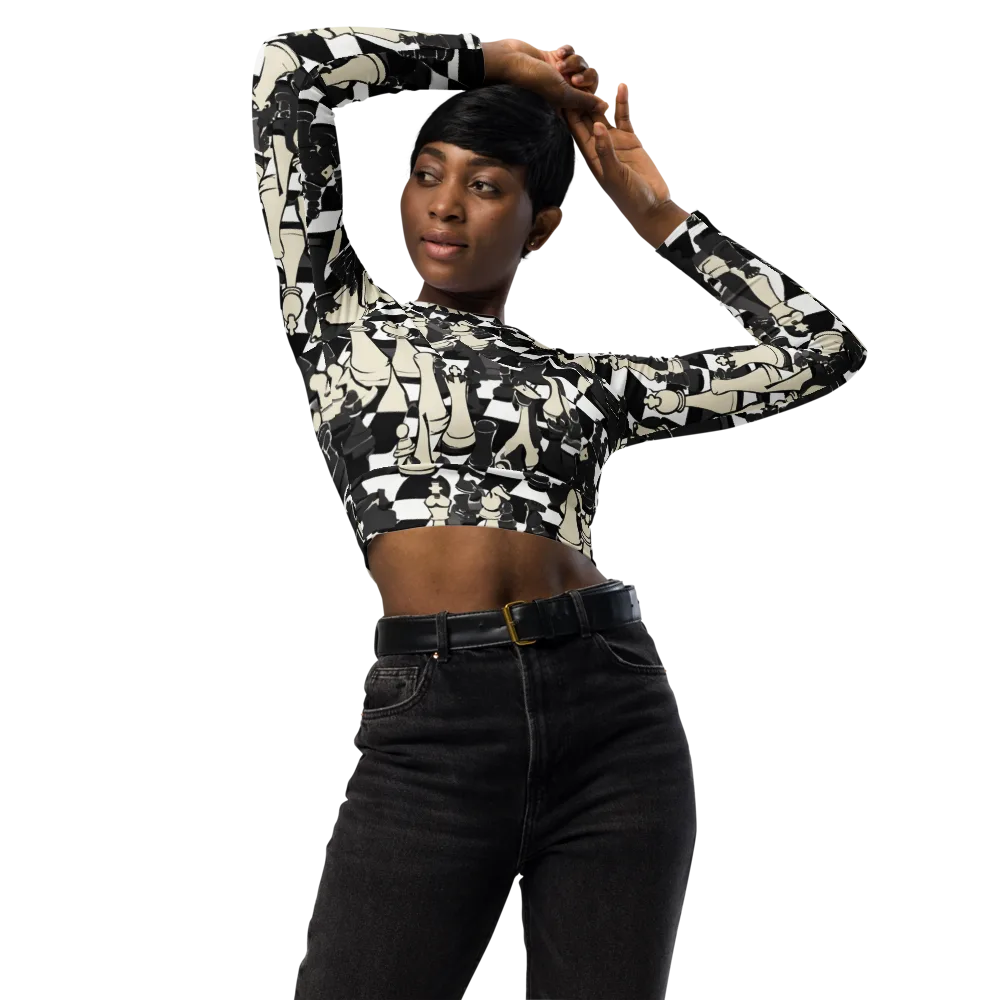 Ivory Gambit on Long Sleeve Crop Top — Front