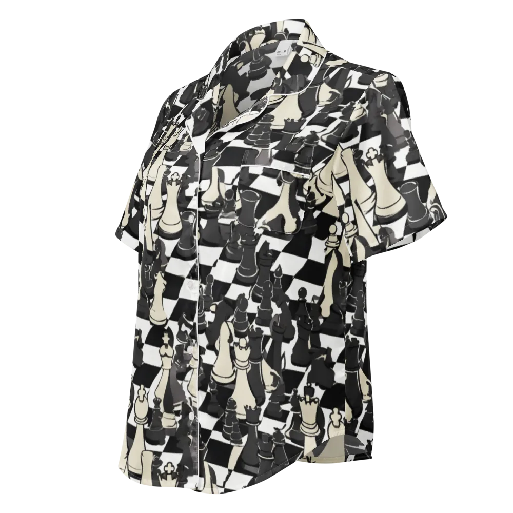 Ivory Gambit on Women's Short Sleeve Pajama Top — Left Front
