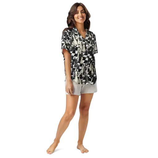 Ivory Gambit on a Women's Short Sleeve Pajama Top