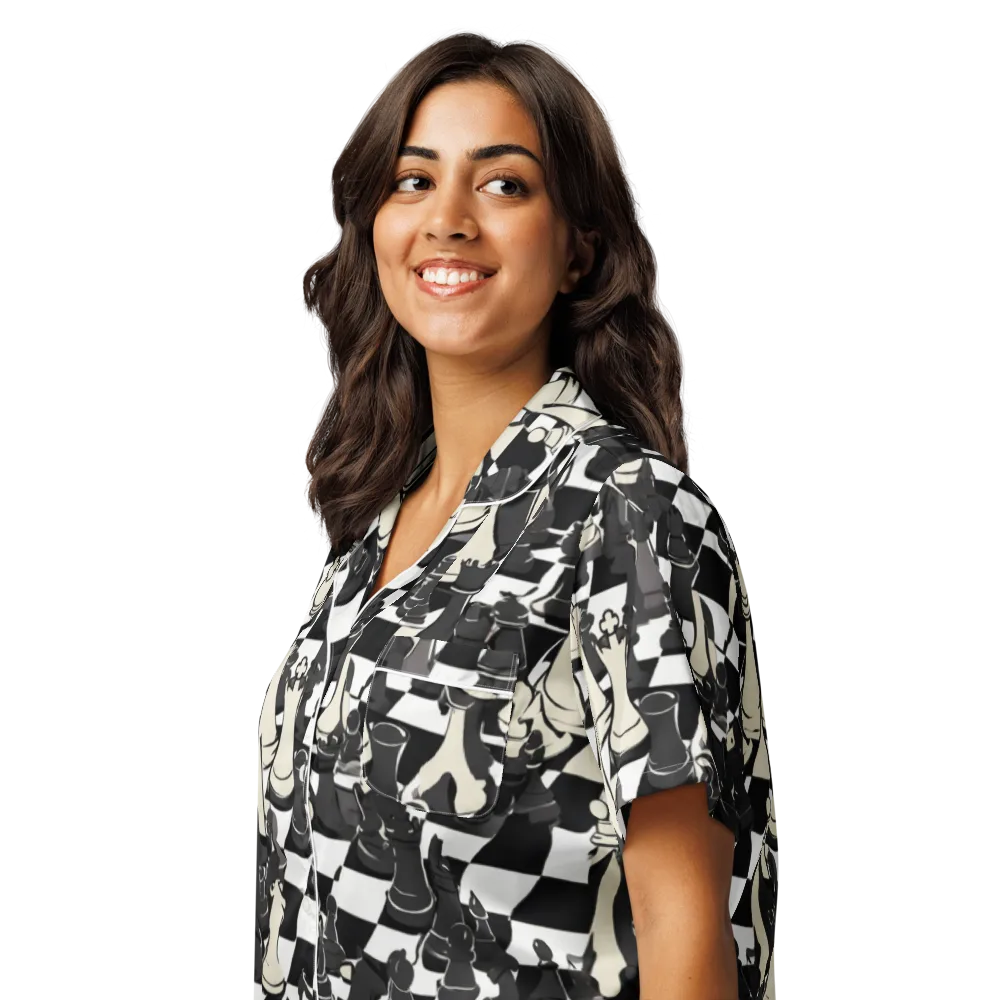Ivory Gambit on Women's Short Sleeve Pajama Top — Left Front