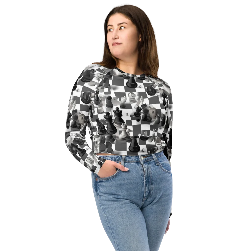 The Grand Gambit on Long Sleeve Crop Top — Front