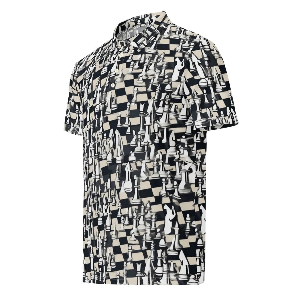 Midnight Checkmate on Men's Slim Fit Polo Shirt — Left Front