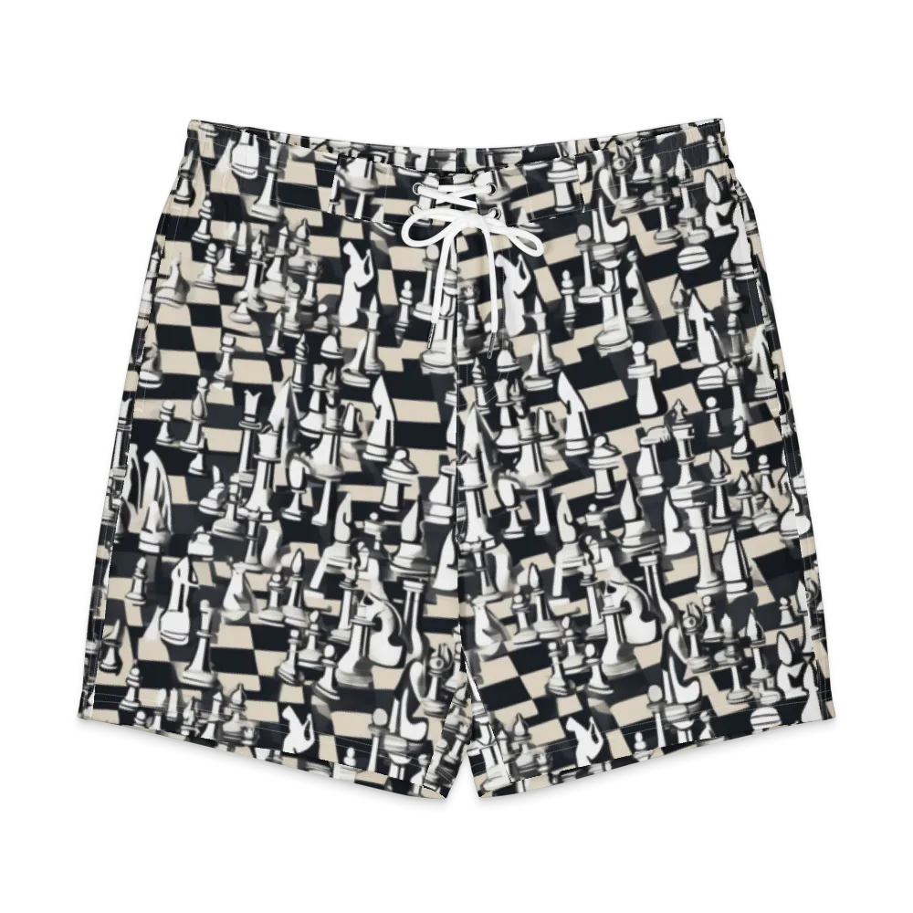 Midnight Checkmate on Men's Board Shorts — Front