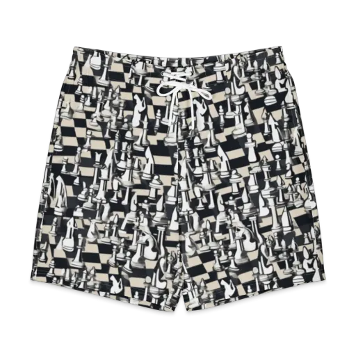 Midnight Checkmate on a Men's Board Shorts