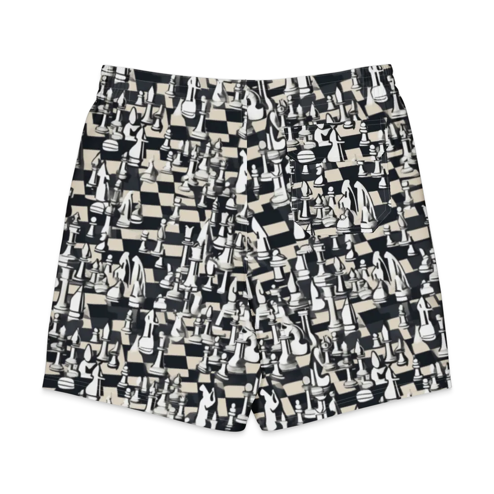 Midnight Checkmate on Men's Board Shorts — Back