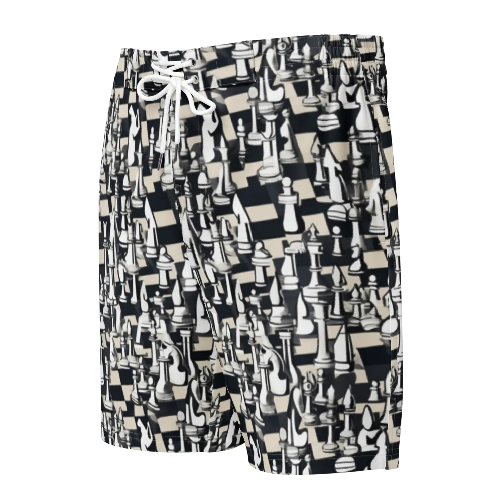 Midnight Checkmate on Men's Board Shorts — Front