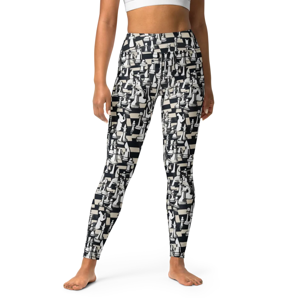 Midnight Checkmate on Yoga Leggings — Front