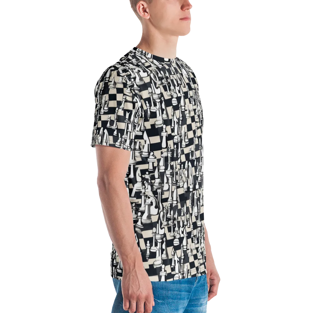 Midnight Checkmate on Men's Crew Neck T-Shirt — Right