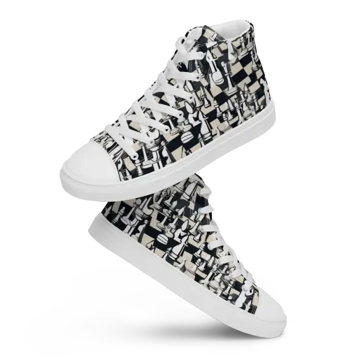 Midnight Checkmate on a Women's High Top Canvas Shoes