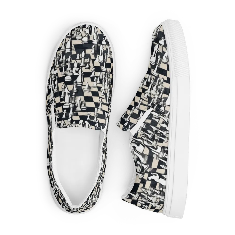 Midnight Checkmate on Men's Slip-On Canvas Shoes — Front