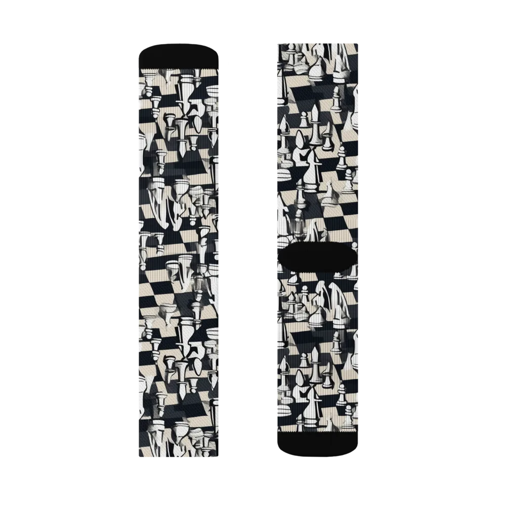 Midnight Checkmate on Socks — Left Sock