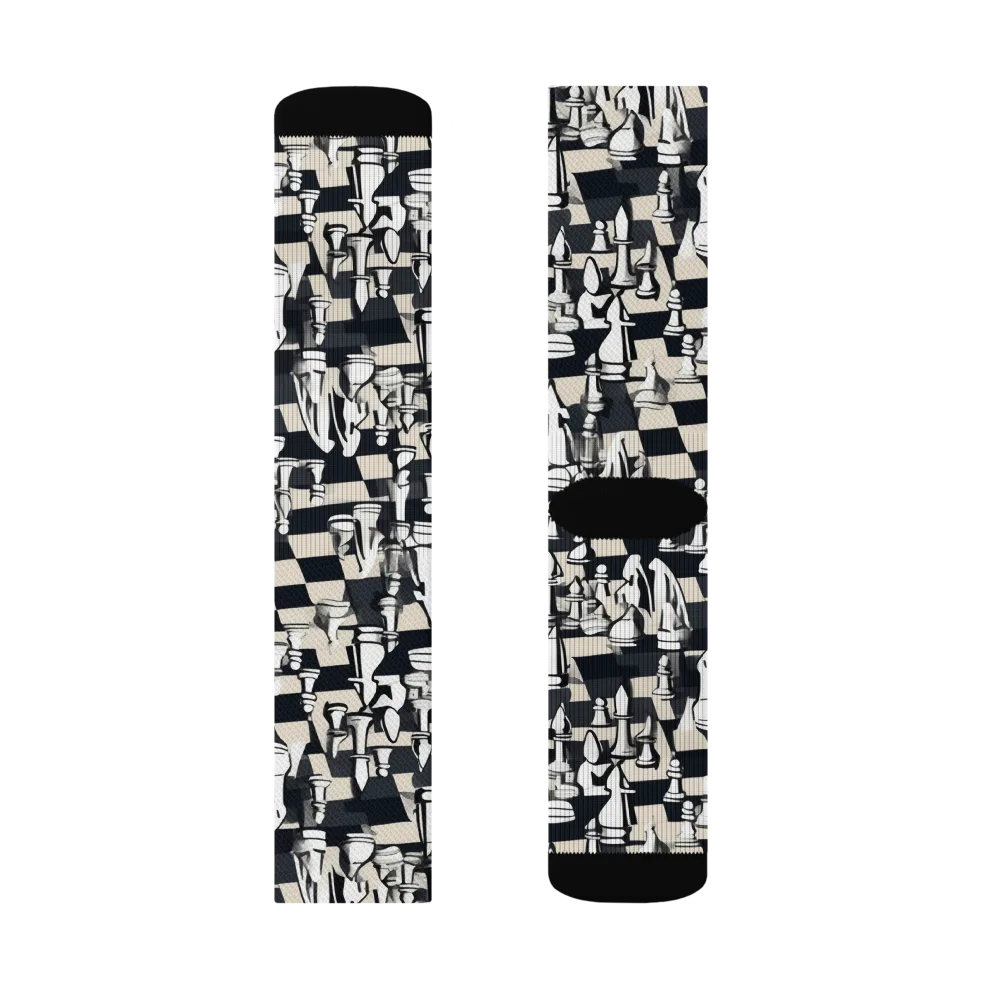 Midnight Checkmate on Socks — Right Sock