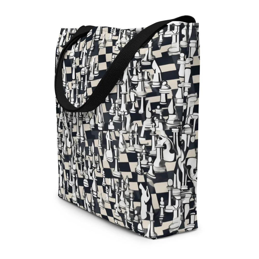 Midnight Checkmate on Large Tote Bag W/ Pocket — Front
