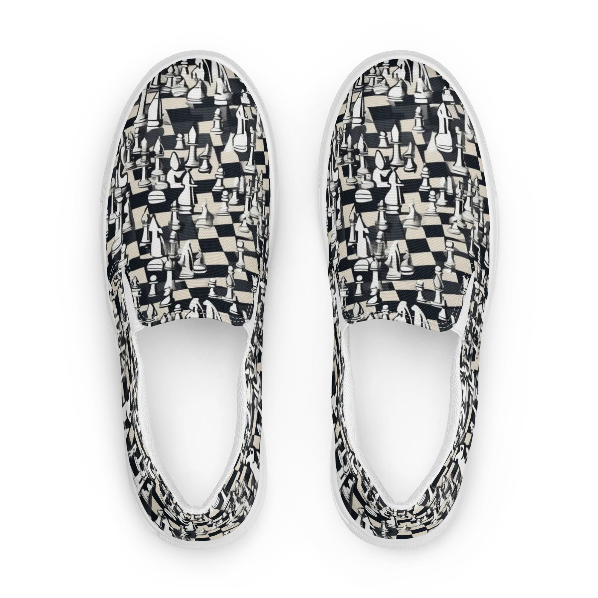 Midnight Checkmate on Women's Slip-On Canvas Shoes — Front