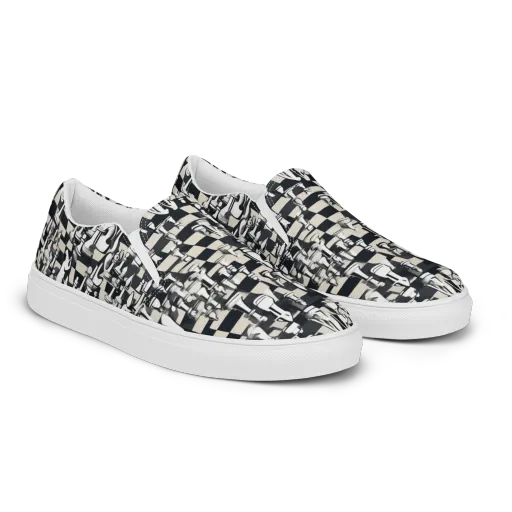 Midnight Checkmate on a Women's Slip-On Canvas Shoes