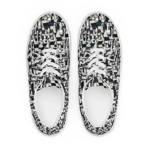 Midnight Checkmate on a Men's Lace-Up Canvas Shoes