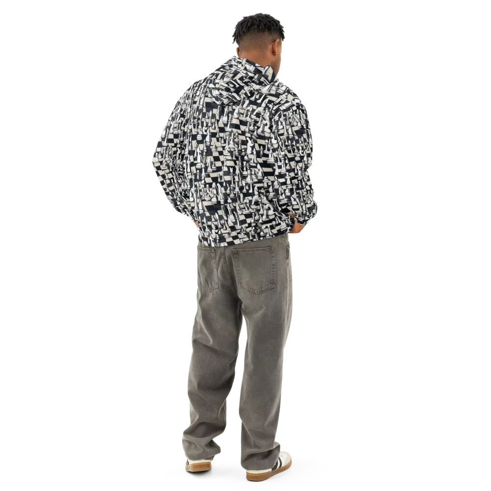 Midnight Checkmate on Cotton Hoodie — Back