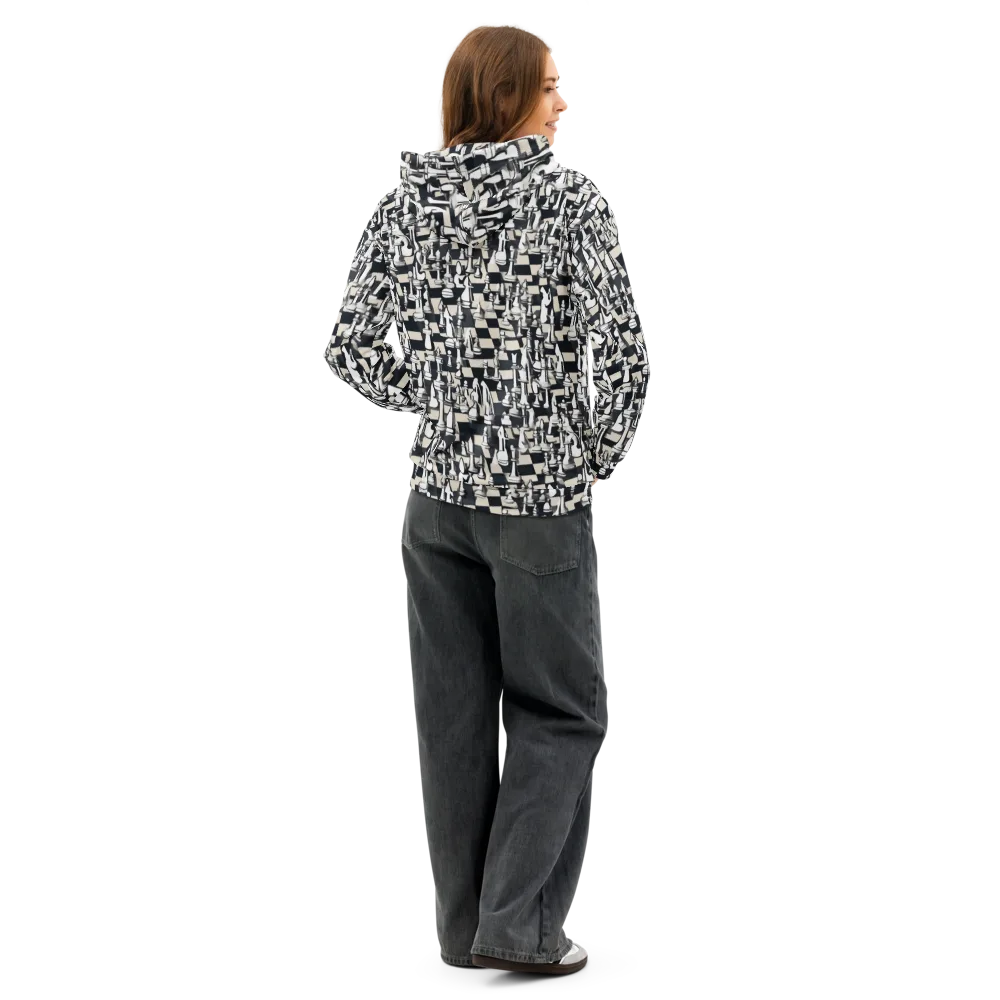 Midnight Checkmate on Cotton Hoodie — Back