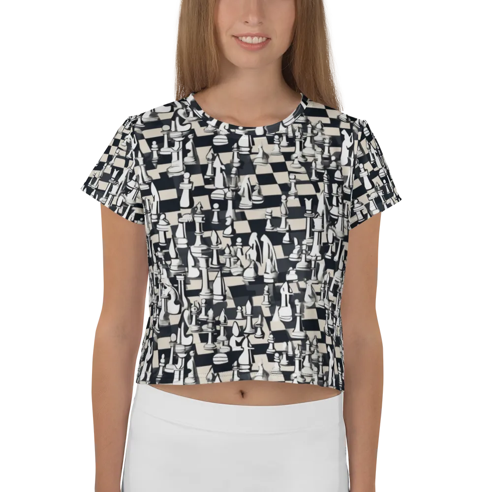 Midnight Checkmate on Crop Tee — Front