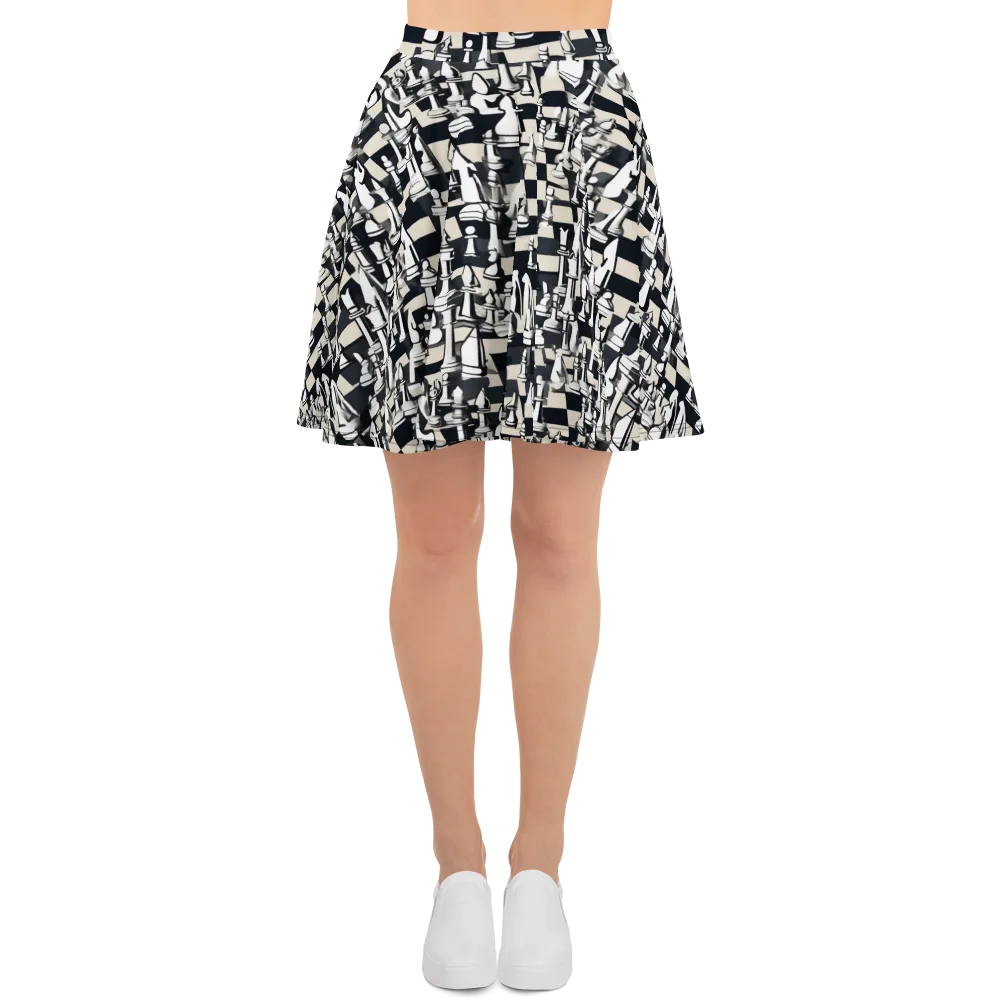Midnight Checkmate on Skater Skirt — Front