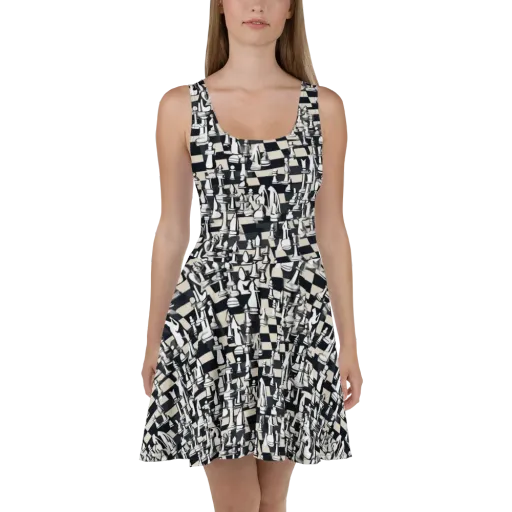 Midnight Checkmate on a Skater Dress