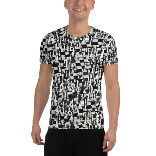 Midnight Checkmate on a Men's Athletic T-Shirt