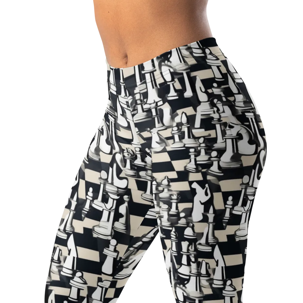 Midnight Checkmate on Leggings — Left Front