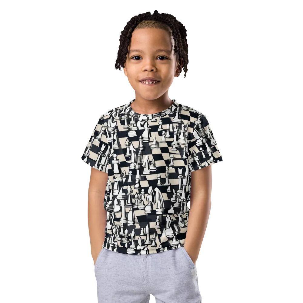 Midnight Checkmate on Kids Crew Neck T-Shirt — Front