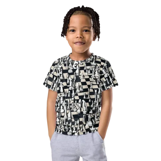 Midnight Checkmate on a Kids Crew Neck T-Shirt