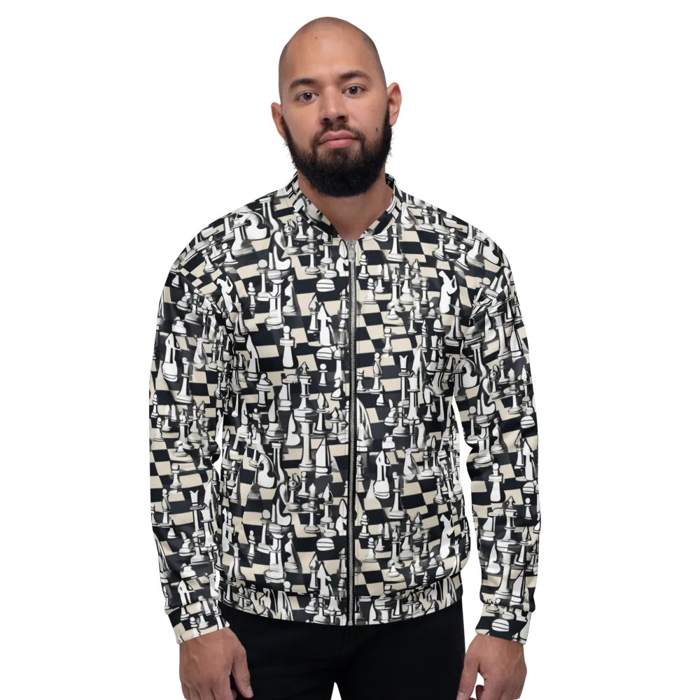 Midnight Checkmate on Bomber Jacket — Front